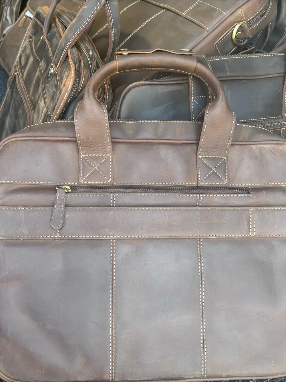 Men's Brown Leather Briefcase Bag - Classic Professional Carry